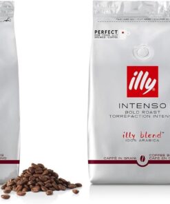 illy, Café en Grano INTENSO, 100% Arábica con Notas de Cacao y Frutos Secos, Sabor Decidido y Intenso, 1 Lata de 500g (Paquete de 2)