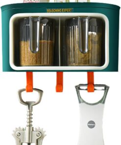 Soporte de pared para especias genérico - Contenedor de condimento con | múltiples ganchos | Especias condimento olla olla recipiente cocina claro condimento organización
