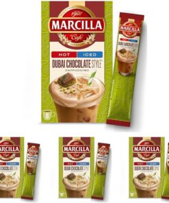Marcilla Café Soluble Mix CAPUCCINO Dubai Chocolate Style, con sabor a pistacho y chocolate | Hot & Iced | 8 sobres de 15 g | 120 g (Paquete de 4)