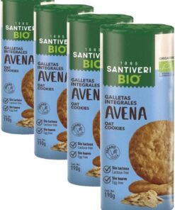 Santiveri - Galletas Integrales Avena BIO - 190g (Paquete de 4)