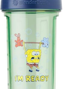 BlenderBottle Spongebob - Botella mezcladora Pro Series perfecta para batidos de proteínas y entrenamiento previo, 28 onzas, azul, ¡Im Ready!