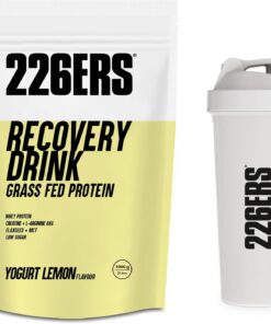 226ERS Pack Recuperación - Lote de Suplemento Post-Entrenamiento Recovery Drink de 1kg (Sabor Yogur Limón) y Shaker Mezclador de 800ml - Recuperador Muscular con Proteína y Carbohidratos, Sin Gluten
