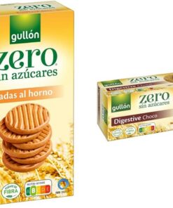 Gullón Galleta Dorada al Horno, sin Azúcar, 330g & Galleta Digestive Chocolate, ZERO sin azúcares, Caja 270g