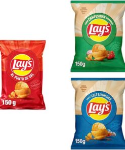 Lay'S Patatas Fritas Al Punto de Sal, 150g + Lay's Campesinas, Patatas Fritas de cultivos sostenibles con sabores vegetales + Lay's Vinagreta, bolsa individual, 150g