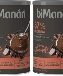BIMANÁN - CREMA HIPERPROTEICA SABOR CHOCOLATE - Exquisita Crema Sabor Chocolate - para Tonificar y Aumentar Masa Muscular - Producto Proteico con Textura Cremosa - 360g, 12 raciones (Paquete de 2)