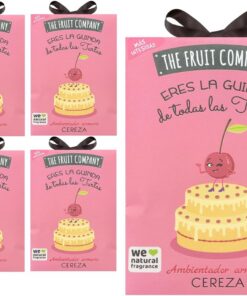 THE FRUIT COMPANY - Pack 5 Ambientadores para Armario Cereza 13 g – Ambientador para Armarios y Cajones con Extractos Naturales – Aroma Dulce y Afrutado – Duración Superior a 45 Días por Unidad
