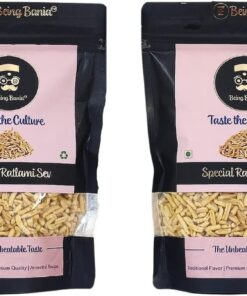 Being Bania Premium Ratlami Sev Bhujia, No Palmolein Oil, No Preservatives, Fresh, Made in Groundnut Oil, Crispy Crunchy Indian Namkeen 160 gm (Pack of 2)