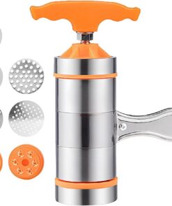 Máquina manual para hacer pasta de fideos | Máquina de pasta manual de | acero inoxidable para fideos espaguetis, fideos con 7 moldes caseros para hacer espaguetis prensa de pasta de cocina