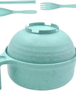 Olla ramen para microondas, cuenco de fideos ramen con cuchara de palillos, olla de pasta de polipropileno apta para lavavajillas, cocción instantánea rápida para dormitorio universitario, cocina, 6.9