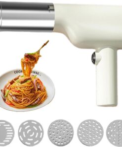 Máquina Para Hacer Pasta Eléctrica de 40 W, Máquina Para Hacer Fideos con 5 Discos de Fideos y Taza Medidora, Prensa de Pasta Inalámbrica de Mano Para Idiyappam, Pastas, Fideos Caseros