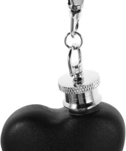 Cabilock Petaca de Acero Inoxidable 30 Ml Llavero en Forma de Corazón Mini Botella de Licor para Camping y Senderismo Frasco Portátil de Bolsillo sin Embudo Color Negro Mate