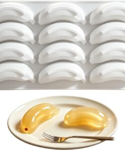 Moldes De Silicona Frutales Molde de 12 Cavidades Forma Plátano para | Moldes Antiadherentes De Silicona Para Frutas Para Chocolate, Pastelería, Jabón, Aperitivos, Hielo, Pudin Y