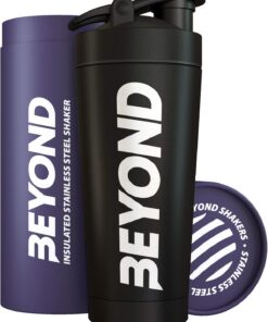 Coctelera de proteínas de metal aislado, botella de suplemento de acero inoxidable, sin BPA, para gimnasio, 735 ml, color negro
