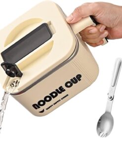 Tazón De Fideos Instantáneos Rápido Impermeable Con Cuchara De Mango | Cuenco Para Fideos Y Pasta En Microondas para Pasta Sopa Hogar Oficina Cocina Adultos Adolescentes Almuerzo Cena