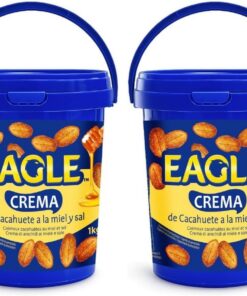 Eagle - Crema de Cacahuete Frita con Miel y Sal 1kg - Sin Gluten, Sin Lactosa, Vegetariana, Cremosa Untable, Sin Aceite de Palma, Ideal para Desayunos y Meriendas (Paquete de 2)