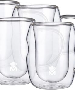MasterPro Foodies Mixology - Juego de 4 Vasos de 50 ml - Fabricados en Resistente Vidrio Borosilicato Doble Pared - Elegantes Vasos Ideales para Cualquier Ocasión - Shots Tequileros