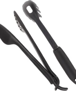 Pinzas para Espaguetis de Cocina de Nylon Negro, Práctico | Acabado Pulido, Superficie Lisa, Diseño Simple, Juego para Pasta y Fideos