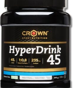 Crown Sport Nutrition HyperDrink 45 | Bebida Isotónica con 45 g de Carbohidratos en Ratio 1:0,8 (Maltodextrina:Fructosa) + Sodio | Sin sabor, alta pureza | Vegano