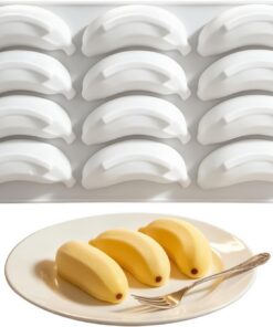 Moldes De Silicona Frutales Molde de 12 Cavidades Forma Plátano para | Molde Frutas Antiadherente Para Chocolate, Pastelería, Jabón, Aperitivos, Hielo, Pudin Y