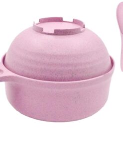 Olla ramen para microondas, cuenco de fideos ramen con cuchara de palillos, olla de pasta de polipropileno apta para lavavajillas, cocción instantánea rápida para dormitorio universitario, cocina, 6.9