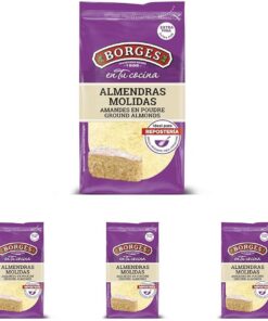 Borges - Harina de Almendras Fina Óptima para Repostería - Borges en tu cocina - Con Vitamina E, Fósforo, Magnesio, Hierro y Calcio, sin Gluten - Paquete 200 gr (Paquete de 4)