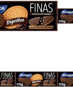Fontaneda Digestive Galletas Finas con Chocolate Negro 170g (Paquete de 5)