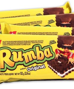 PACK de 4 paquetes Galletitas RUMBA de BAGLEY. Galletitas Dulces rellenas sabor a Chocolate con relleno sabor coco.