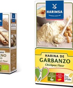 Harimsa Harina Trigo Sarraceno Ecológico, Original, 400 Gramos & Harina de Garbanzo sin Gluten - Paquete 400 g