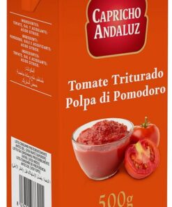 Capricho Andaluz - Tomate Triturado Natural Brik 500 g - Sabor Puro y Fresco, Sin Conservantes, Listo para Salsas, Guisos, Sopas y Recetas Caseras (Paquete de 6)