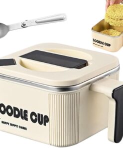 Cocedor De Fideos Para Microondas 1500ml Acero Inoxidable con Mango de | Cuenco Para Fideos Y Pasta En Microondas Para Cocinar Sopa Para Adultos Y Adolescentes En Cocina Dormitorio