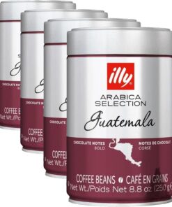 illy, Café en Grano Arabica Selection Guatemala, 100% Arábica con Notas de Chocolate, Sabor Amargo e Intenso, 1 lata de 250g (Paquete de 4)