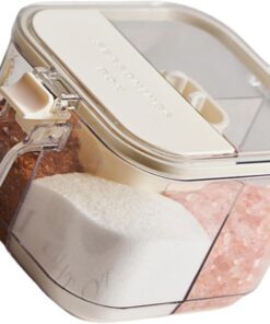 Práctico Juego de tarros de para condimentos con 4 Secciones separadas y cucharas medidoras Caja de Especias para Almacenamiento de condimentos Tarros de Cocina de con cucharas