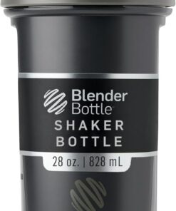 BlenderBottle Classic V2 - Botella mezcladora perfecta para batidos de proteínas y entrenamiento previo, 28 onzas, gris/negro, sombra negra