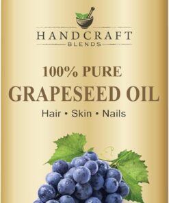 Handcraft Blends Aceite de semilla de uva, 100 % puro y natural, aceite de baño y cuerpo, aceite portador de grado premium, piel, cabello, cuerpo, masaje, prensado en frío, sin hexano, 16 onzas