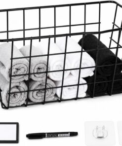 Cesta colgante de cocina sin taladrar, cesta de pared de metal autoadhesiva, organizador de pared para puerta de armario, baño y cocina, almacenamiento colgante para especias, calcetines