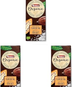 Torras Orgánico Chocolate Negro 70% Cacao Flor Sal, 100g BIO (Paquete de 3)