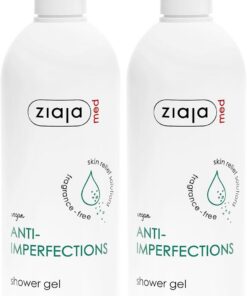 Ziaja Med Gel de Ducha Anti-Imperfecciones para Piel Grasa o con Tendencia Acneica 400ml con Extracto de Corteza de Álamo y Zinc (Paquete de 2)