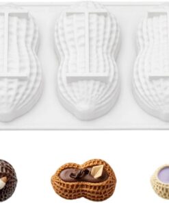 Moldes de silicona para tartas con 3 cavidades en forma de nuez para mousse, pudín, postre | Moldes de postre para panadería, restaurante, cafetería, pastelería, cocina, hogar