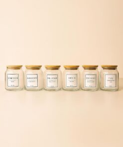 Juego de 12 tarros de especias de cristal 100% con tapas de bambú, 290 ml, 7,5 x 7,5 x 9,2 cm, diseño elegante y transparente para una organización óptima de la cocina