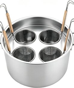 Cocinador de Pasta, Olla para Fideos con 3/4/5 Cestas y Tapa | Cestas Coladoras Extraíbles, Acero Inoxidable Resistente, Escurrido Fácil para Pasta, Fideos, Dumplings y Verduras(4Holes)