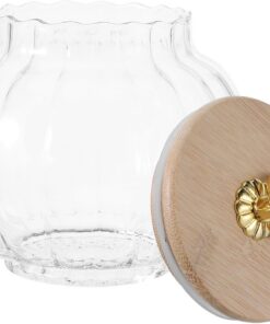 MAGICLULU Frasco de Vidrio de 800ml Tapa de Bambú en Forma de Calabaza Hermético y Multifuncional para Almacenar Especias y Azúcar en Cocina
