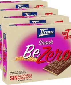 Tirma Snack BeZero | Galletas Ligeras de Chocolate con Leche | Galletas Dietéticas Bajas en Calorías para el Café | Sin Azúcares Añadidos | Aptas para Diabéticos | 105 g (Paquete de 4)