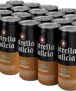 Estrella Galicia 0,0 - Tostada Sin Alcohol, Cerveza, 24 Latas x 33 cl | Sin Alcohol, Maltas Tostadas, Aroma a Galleta y Corteza de Pan, Sabor Equilibrado, 0% Volumen de Alcohol