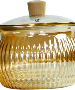 Olla de vidrio para cocinar a fuego lento, 1, 4 L, resistente al calor, con tapa y mango para cocinar pasta, fideos, sopa y leche