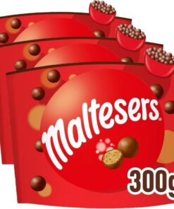 Maltesers Snack en Bolitas de Leche Malteada recubiertas de Chocolate con Leche, 300g (Paquete de 3)