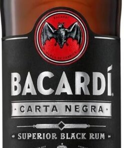Ron Negro Superior BACARDÍ Carta Negra, ALC. 37,5%, 70 cl / 700 ml, el icónico ron caribeño, perfecto para cócteles tropicales
