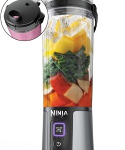 Ninja Blast Batidora Portátil, Minibatidora sin Cable, Recargable BC151EUBK | Vaso de 530 Ml con Tapa Antigoteo y Boquilla para Sorber, Smoothies, Batidos de Proteínas, Pica Hielo y Frutas Congeladas