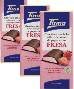 Tirma Tableta de Chocolate con Leche Rellena de Crema de Yogur y Sabor a Fresa, 103g - Chocolate Cremoso con Relleno de Fruta, Perfecto para Postres y Snacks (Paquete de 3)