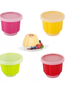 LEBKFT 4 moldes para pudín, moldes de panna cotta con tapa, moldes de gelatina tradicionales, mini recipientes para pudín, bandejas para hornear Yorkshire, moldes antiadherentes para hornear (B)