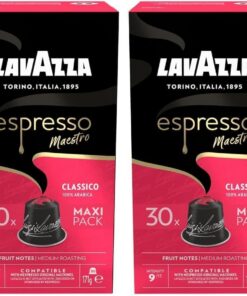 Lavazza, Espresso Maestro Classico, 30 Cápsulas de Café Compatibles con las Máquinas Nespresso* Original, con Notas Aromáticas de Cereales y Galletas, 100% Arábica, Intensidad 9, Tueste Medio-Oscuro